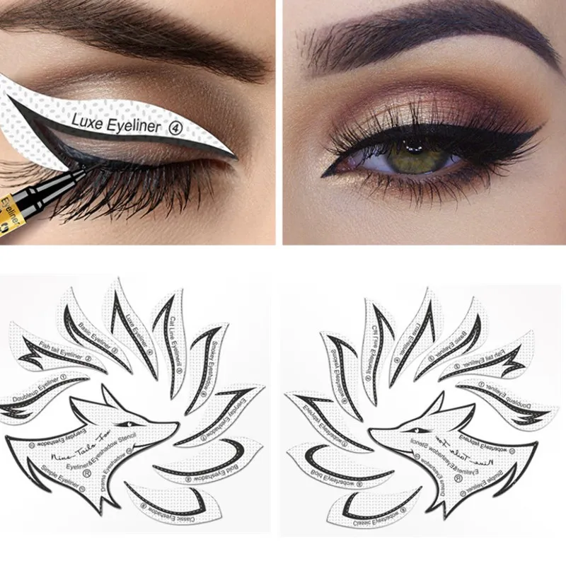 Göz Makyajları Kanatlı Eyeliner Şablon Şablon Şekillendirme Araçları Kaşlar Göz Farı Şablon Aracı Çıkartmalar Kartı