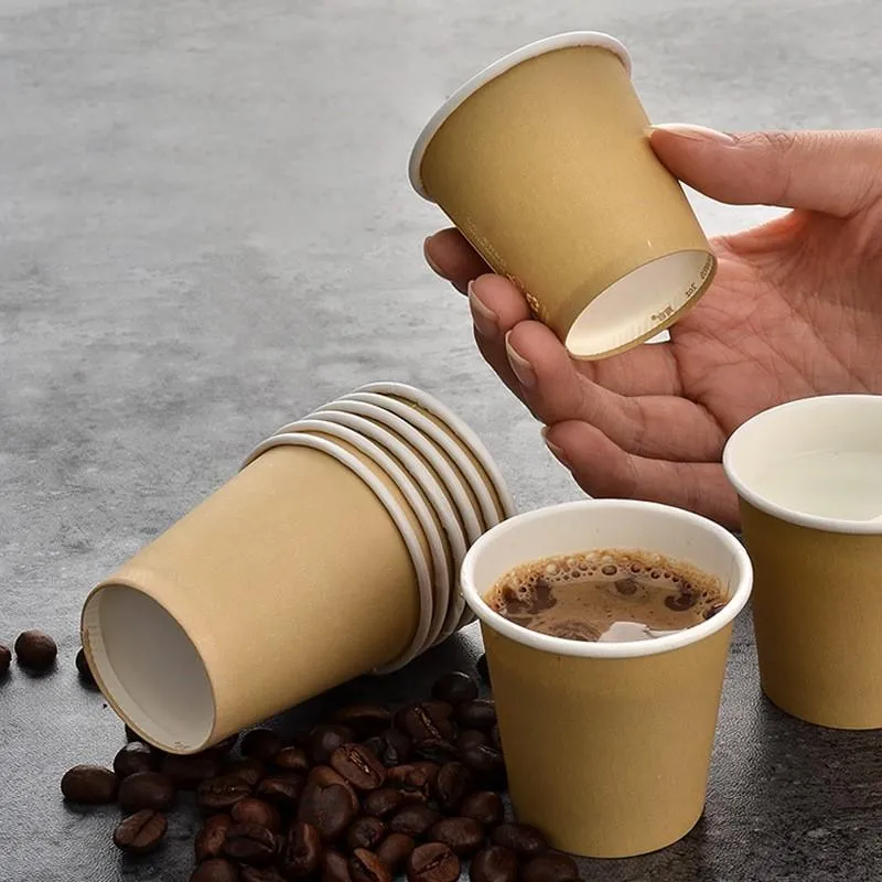 Confezione da 100 bicchieri di carta usa e getta, tazze da caffè da 226.8 g, per bevande calde e fredde, tazze riciclabili per feste e matrimoni