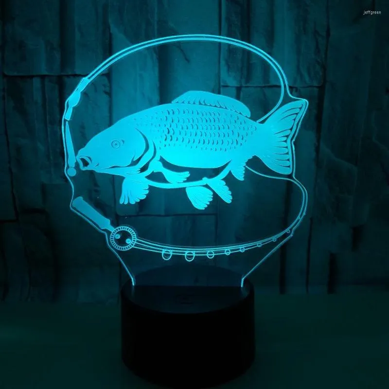 Lâmpadas de mesa 3D Creative Small Lamp Fishing Streo Led Decoração Personalidade Customizada Noite