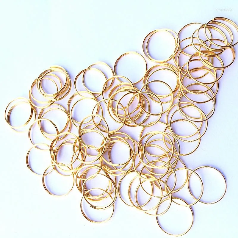 Kroonluchter kristal 500 stks/perceel 14 mm vergulde gouden roestvrijstalen kralen Connectoren Gordijnaccessoires verlichting metalen ronde ringen