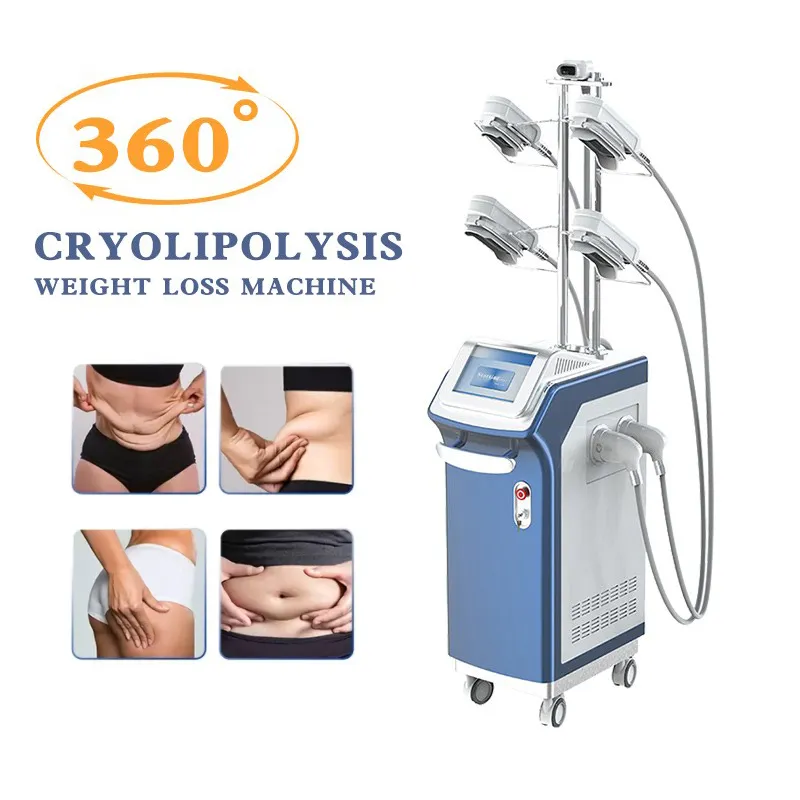 Machine de congélation de graisse à 360 degrés cryolipolyse corps mince amincissant l'équipement à double menton avec 5 poignées cryogéniques graisse réduisant le dispositif de mise en forme