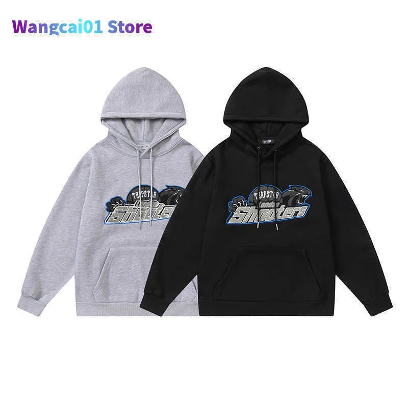 Men's Hoodies Sweatshirts Trapstar London Fece Thick Hoodie Men Woman Blue Tiger Towel broidery Shooters Pullovers High Quality Hooded Sweatshirts 1012H22