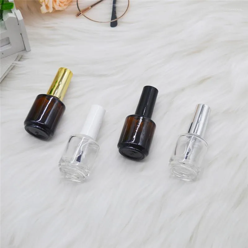 Storage Bottles Wholesale 15ml Empty Nail Polish Remover Container Gel White/Brown / Black With Brush