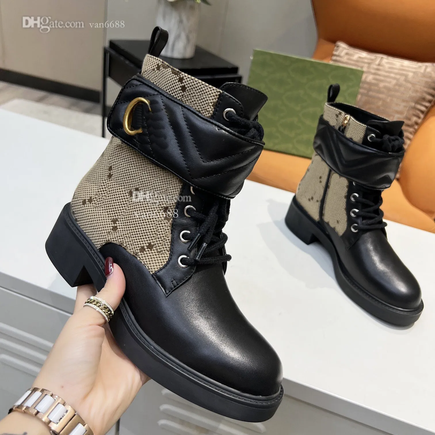 Klassische Designer Frauen Blondie Ankle Boot Mode Doppel G Ferse Booties Sexy Luxus Leder Winter Mid-Heel Plattform Stiefel frau DF