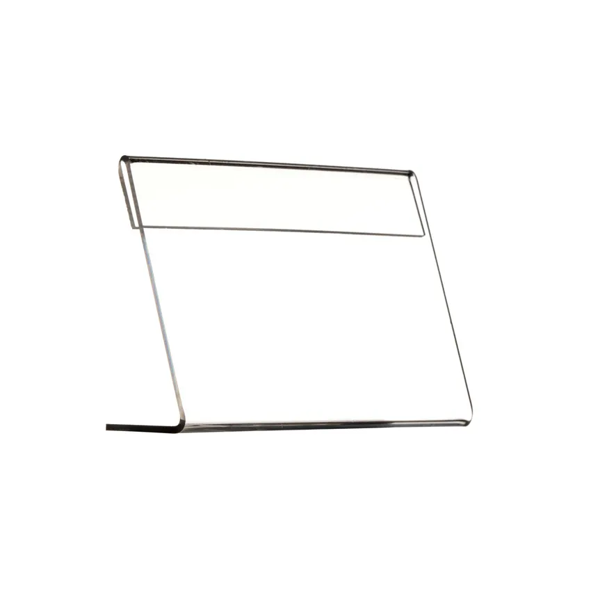 2 Svets L -formad klar akrylplastskylt Display Papper Labelkort Prislapp Holder Stand Horisontell T2mm Middle 20 st