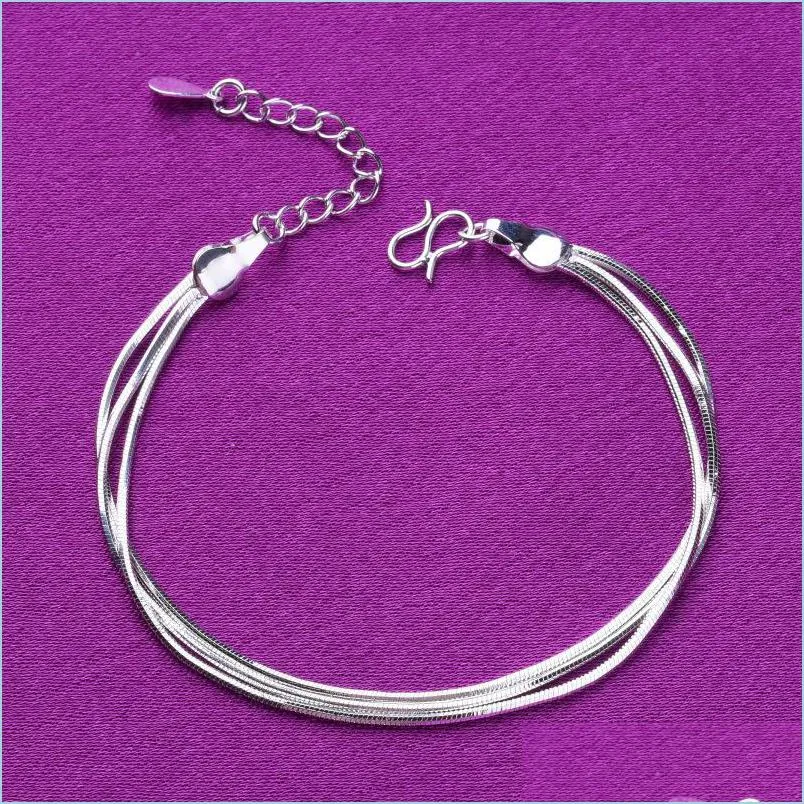 Charm armband kvinnor nya 925 sterling sliver armband handkläder mode charm hängande anklets armband smycken valentiner dag gif dhkjv