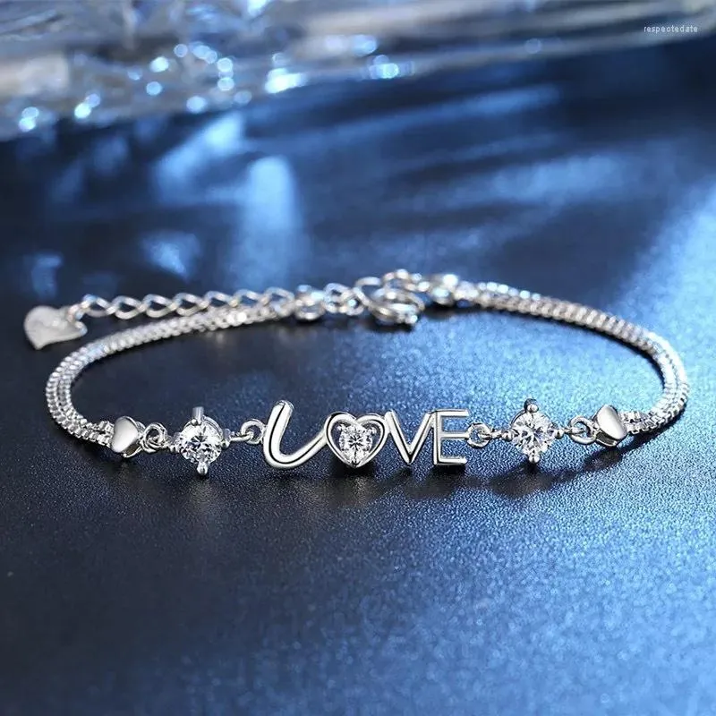 Link bransoletki moda kreatywna elegancka cyrkon miłość Bransoletka dla kobiet prezenty biżuterii