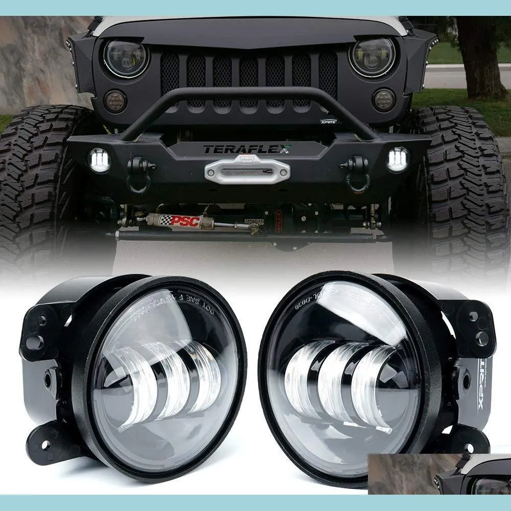 Feux antibrouillard de voiture 4 "pouces LED antibrouillard pour Jeep Wrangler Jk Jku Tj Lj Jl Gladiator Edition Rub Sahara Dodge Chrysler Cherokee Drop Del Dhxcf