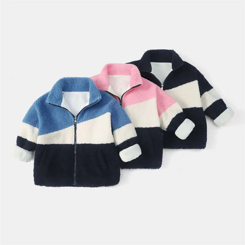 Kinder-Lamm-Fleece-Mantel, koreanische Version, für Jungen und Mädchen, Fleece, warme, farbige Kinderkleidung