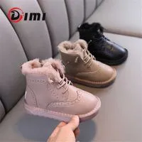 Boots DIMI 2022 New Winter Children Shoes Genuine Leather Warm Plush Girls Boots Waterproof Boys Cotton Shoes Fashion Kids Snow Boots W221008