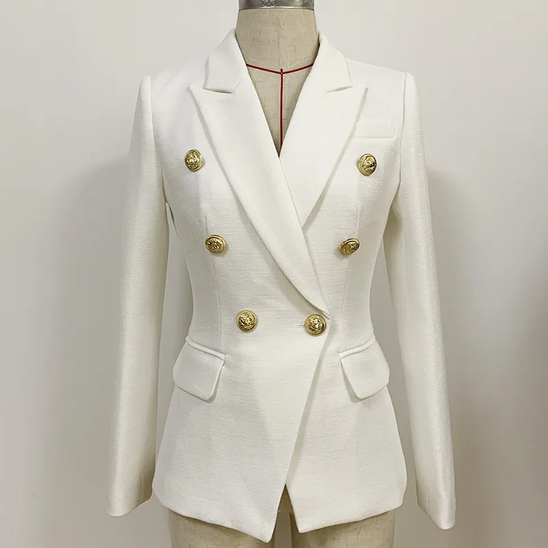 2022 European American Suits Blazers Foreign Trade Fashion Женская куртка металлическая кнопка кнопка двойной слабый льняной костюм