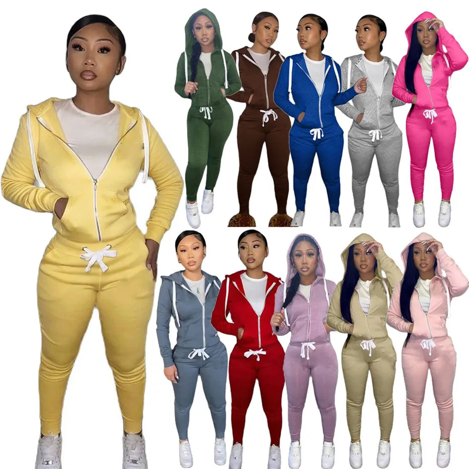 Women Designer Tracksuits 2022 Long Sleeve Hoodies Two Piece Set Hooded Zipper Shirt Pants Outfits Jogging Sport Suit Fashion Letter Print Sportswear K10426
