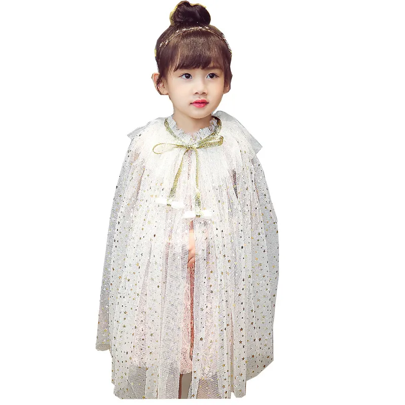 Princess Party Dress Up Cloaks Shawls for Little Girls Summer Blue Pink White Conteleful Cearins Tulle Cape Halloween Christmas Company