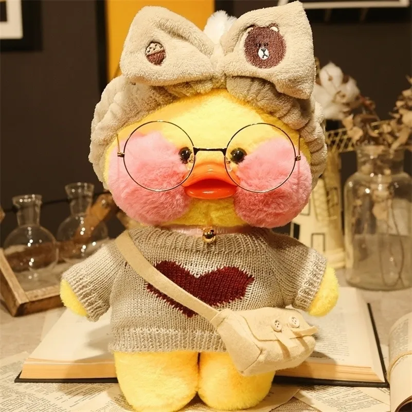 Pluche poppen 30 cm kawaii lalafanfan koffie geel eend speelgoed schattig zacht knuffeldier dragen kleding speelgoed kinderen verjaardagscadeaus 221012