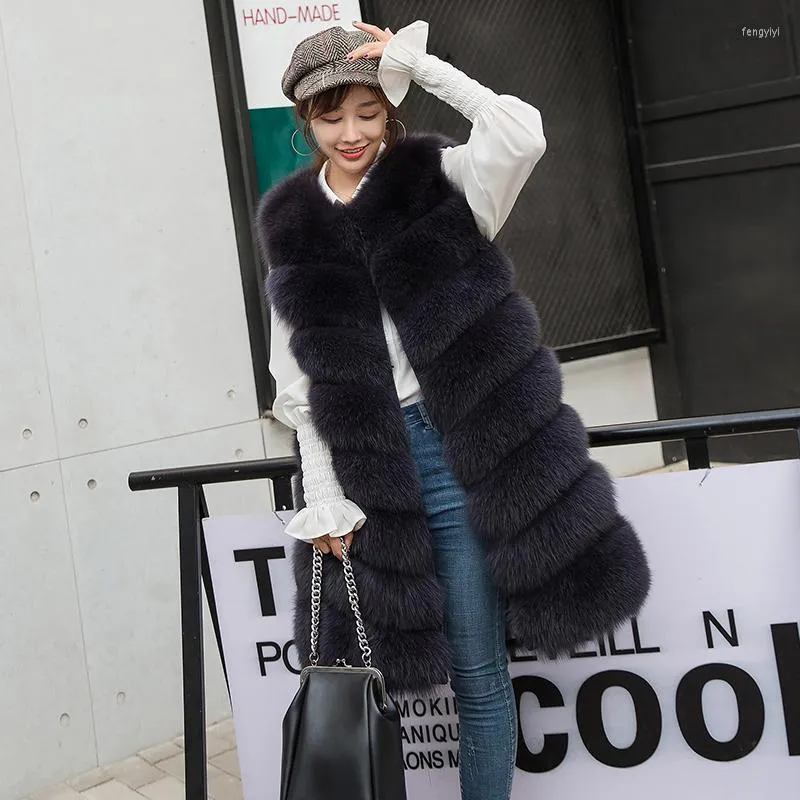 Women's Fur 2022 Nuevo Estilo De Moda Marca Lujo Real Piel Chaleco Natural Largo Gilet Buena Calidad Abrigo