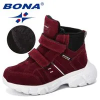 Boots BONA New Designer Children Shoes Outdoor Flock Fashion Boots Students Sneakers Plus Velvet Warm Kids Snow Boots Comfortable W221008