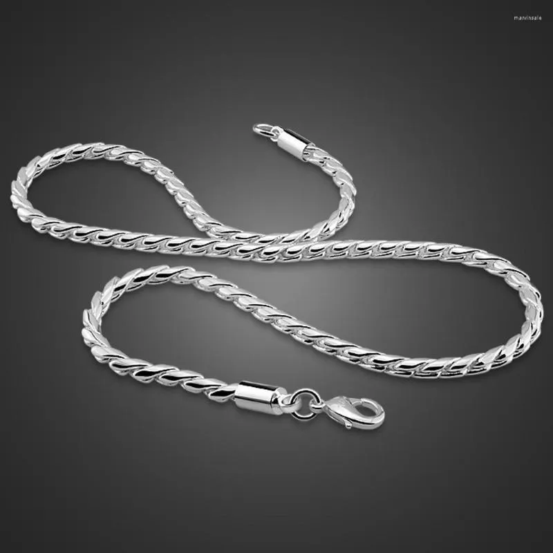 Catene europee 925 Sterling Silver Man Necklace Man Fashion Fashion Gioielli Solido Serpata di serpenti 4mm 22 pollici