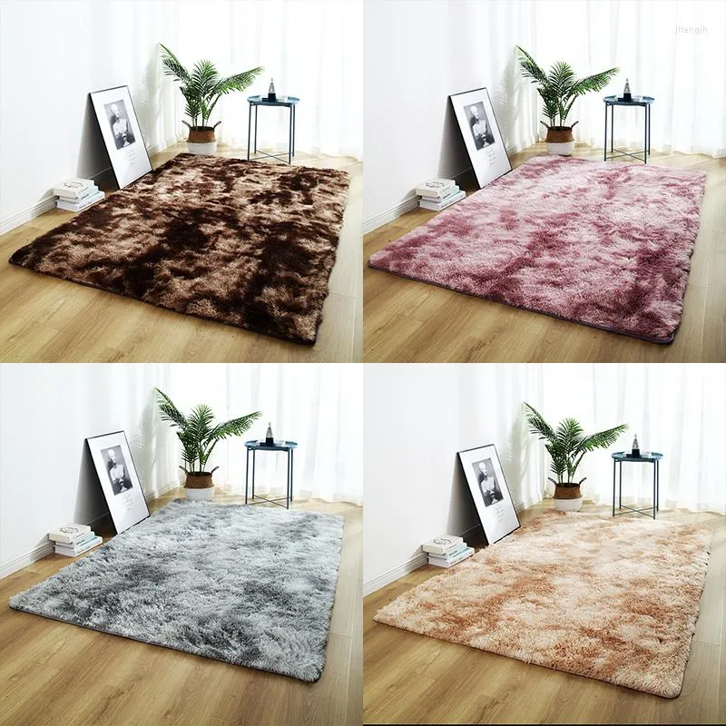 Tappeti Screziato Tie-dye Sfumato Tappeto Salotto Tavolino Tappeto Morbido e confortevole Tappetino per camera da letto moderno nordico a pelo lungo