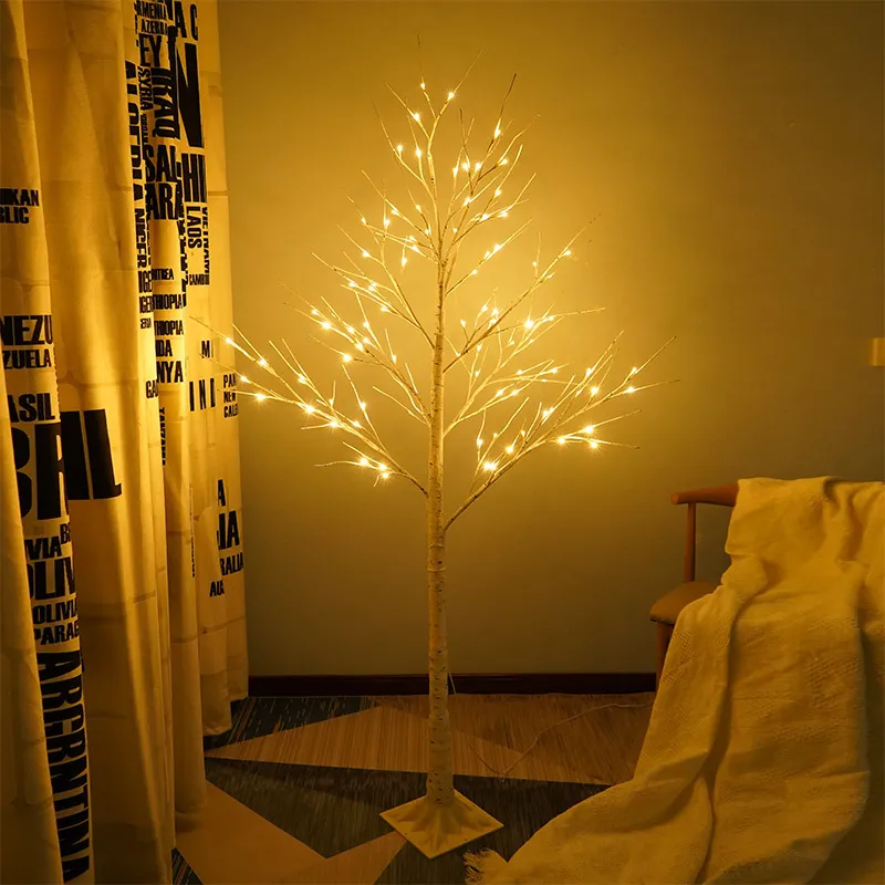 Nordiska stilar Juldekoration Birch Tree Floor Lamp Interiör Landscape Decorative Bonsai For Home Festive Scene Layout