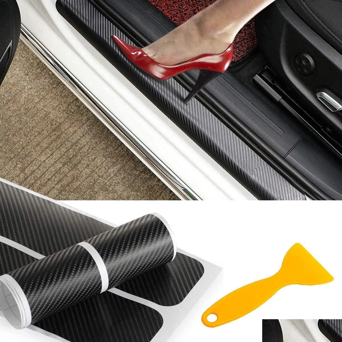 Floor Mats Carpets Car Door Sill Scuff Guard Pedal Protect Anti