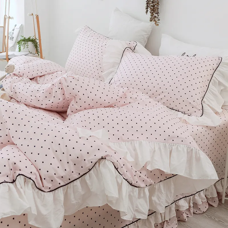 Black & Hot Pink Polka Dots Teen Girls Twin Comforter Set (10 Piece Room In  A Bag)