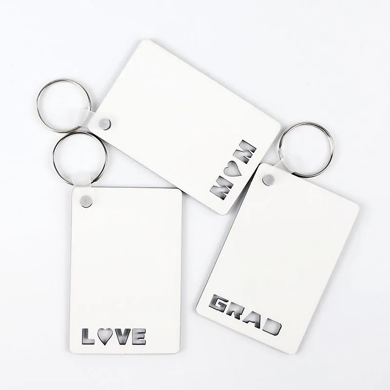 Transfer Case Keychain DIY Blank Sublimation Keychain Pendant MDF Double Sided Heat Transfer ...