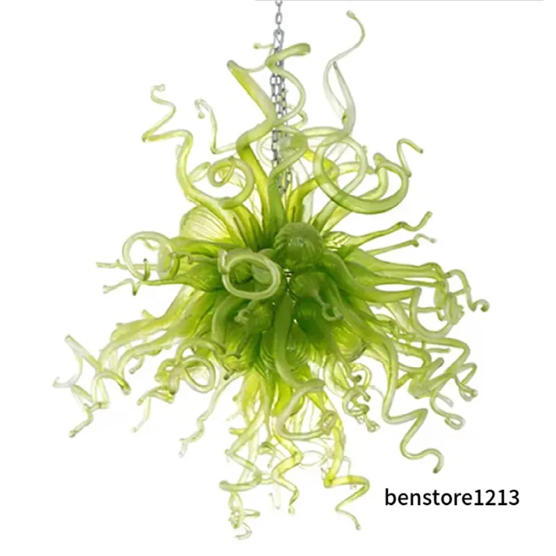 100% handblåst glas ljuskronor pendellampor grön färg ljuskrona fixtur modern fancy stil hem dekorativ konst belysning dekor kristall lampa i Dubai LR130