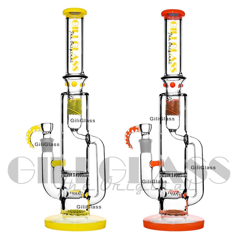 15 inches hookah reclycer dab rig showerhead perc glass smoking water pipe colorful oil rigs Made by Imported American Color Rod waterpipe bongs