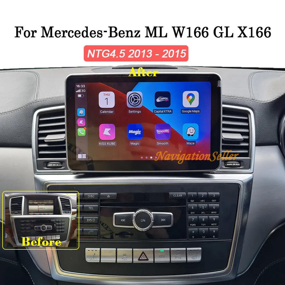 8.4INCH CAR DVDプレーヤーAndroid Display for Mercedes-Benz ML350 GL 2012-2016 Radio StereoアップグレードApple CarPlay FullTouch GPS Navigation Wifi Bluetooth