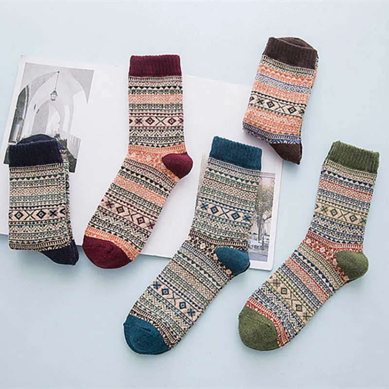 Erkek Çoraplar Sonbahar ve Kış Yeni Desen Çift Yolu Eski Yollar Restore Antik Yollar Tavşan Yün Çoraplar Adam Zarif Nation Nation Rüzgar Kaldırımı Sıcak Tut T221011
