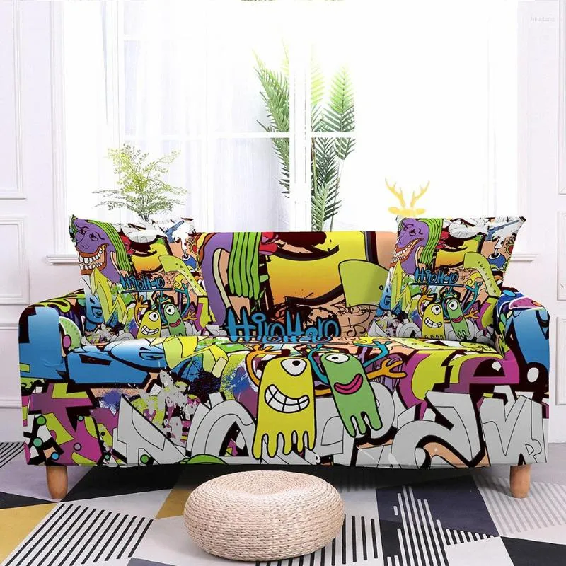 Stoelbedekkingen Anime Cartoon Volledig afdrukpatroon Gedrukte elastische Spandex Sofa Cover Dekseltafel Decoraties Woonkamer Accessoires