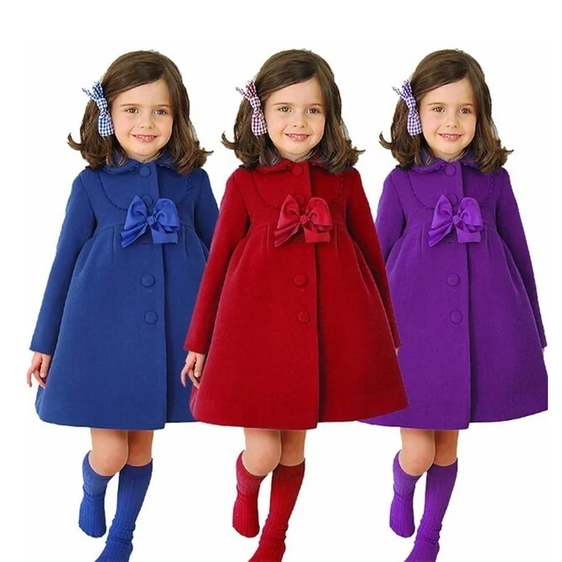 Jackets 3 kleuren meisjes bovenkleding jassen kinderen mode wollen geul kinderen winterjas warme katoenen kleding 221012