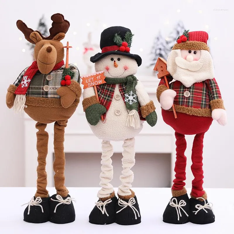 Decorazioni natalizie Stand Elk Elder Pupazzo di neve Bambola retrattile Cervo Contatore Finestra El Peluche Decorazione Regalo di festa