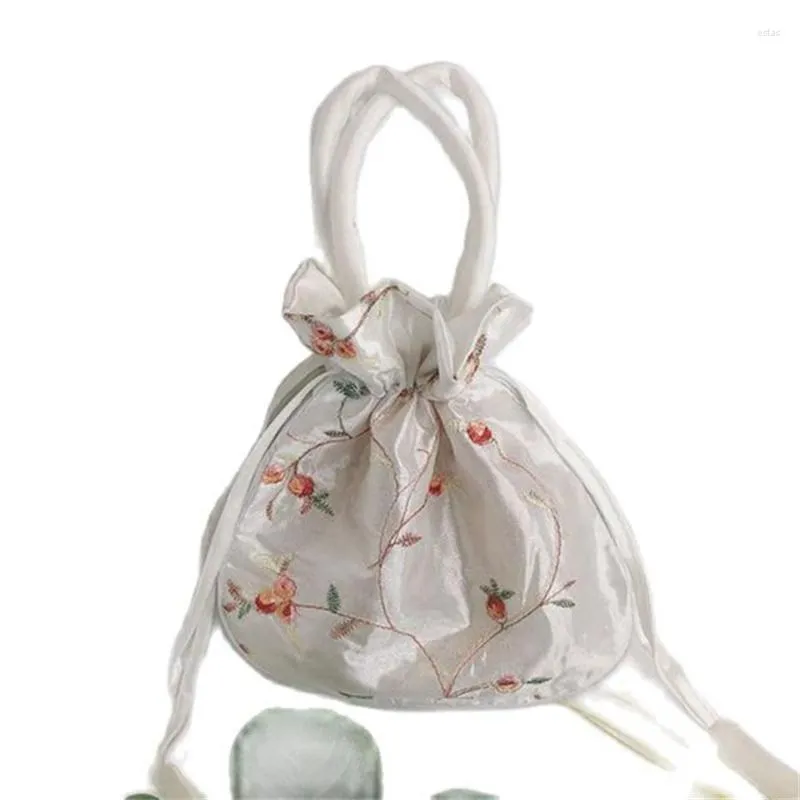 イブニングバッグ2022シルクバケツストリング刺繍花ハンドバッグミニヴィンテージクラッチ財布キャンディードレスドロップMN