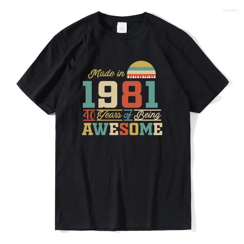 T-shirts pour hommes Graphic Men Shirt Made In 1981 Awesome 40th Birthday Gift Unisex 100 Cotton Tee Tops Oversized Sport Streetwear