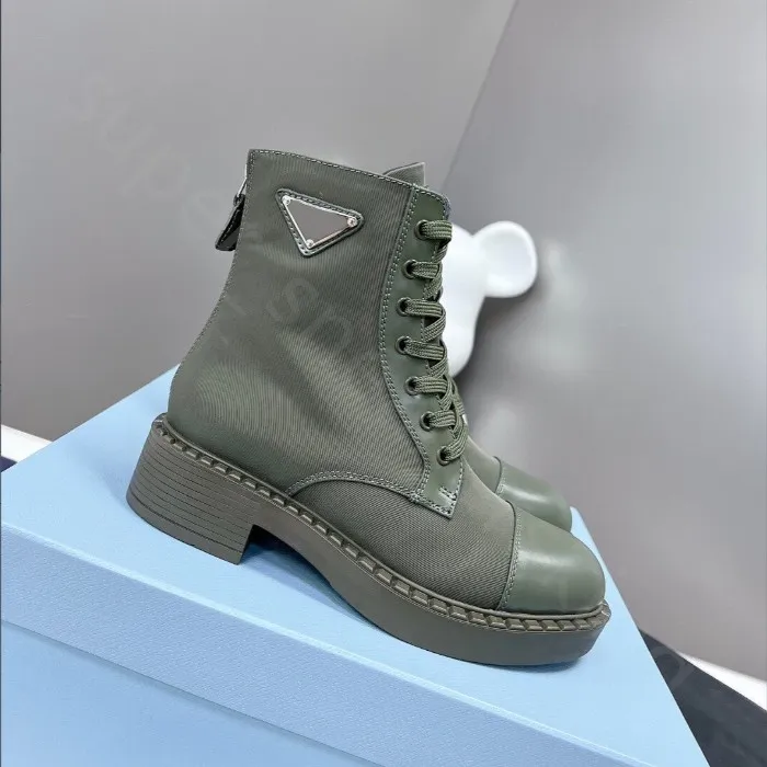 Designer Women Boots Monolith shiny Combat Shoes nylon Hailf Outdoor Thick Bottom Mid-length long Boot 35-40