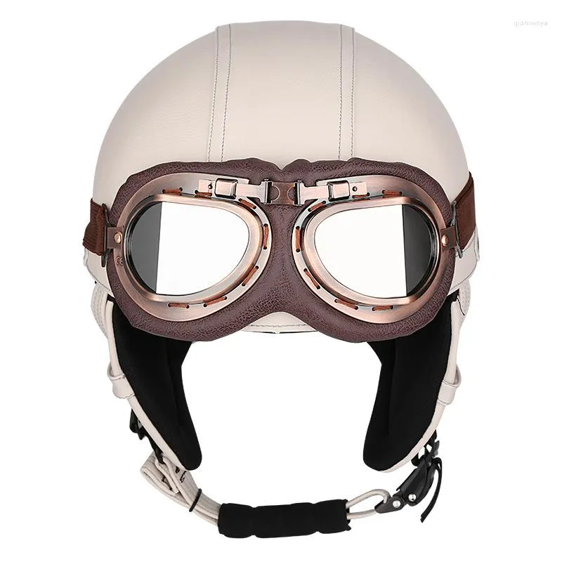 Motorcykelhjälmar Halva ansiktet Retro Summer German Cascos Vintage Scooter Crash Unisex Lätt Hög QuAily ABS -material Capacete