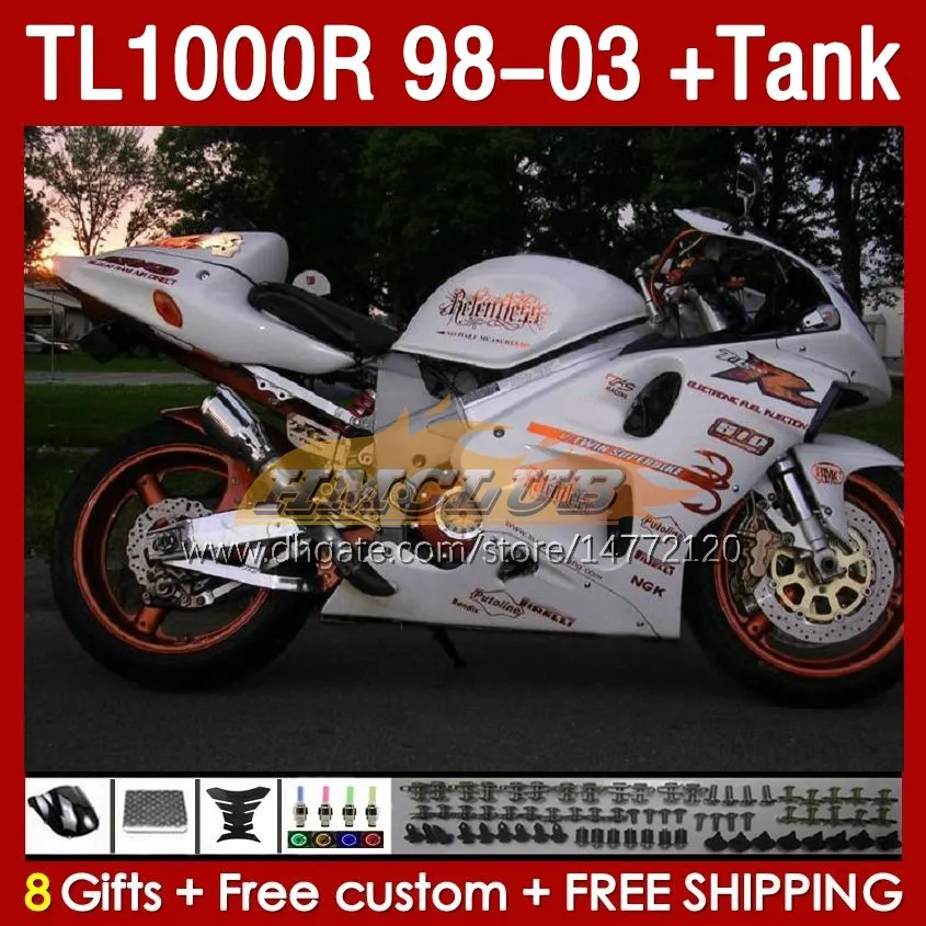 スズキTL-1000のタンクフェアリング1000 R 1000R SRAD 1998 1999 2000 2001 2002 2003ボディワーク162NO.87 TL-1000R TL1000 R 98-03 TL1000R 98 99 00 01 02 03フェアリングホワイトグロッシー