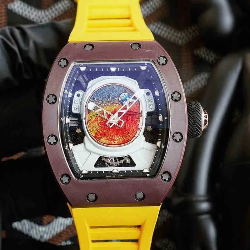 Винная бочка часовна мельница RM52-05 Series 2824 Автоматическая механическая углеродная лента Men Designer водонепроницаемые наручные часы высокое качество