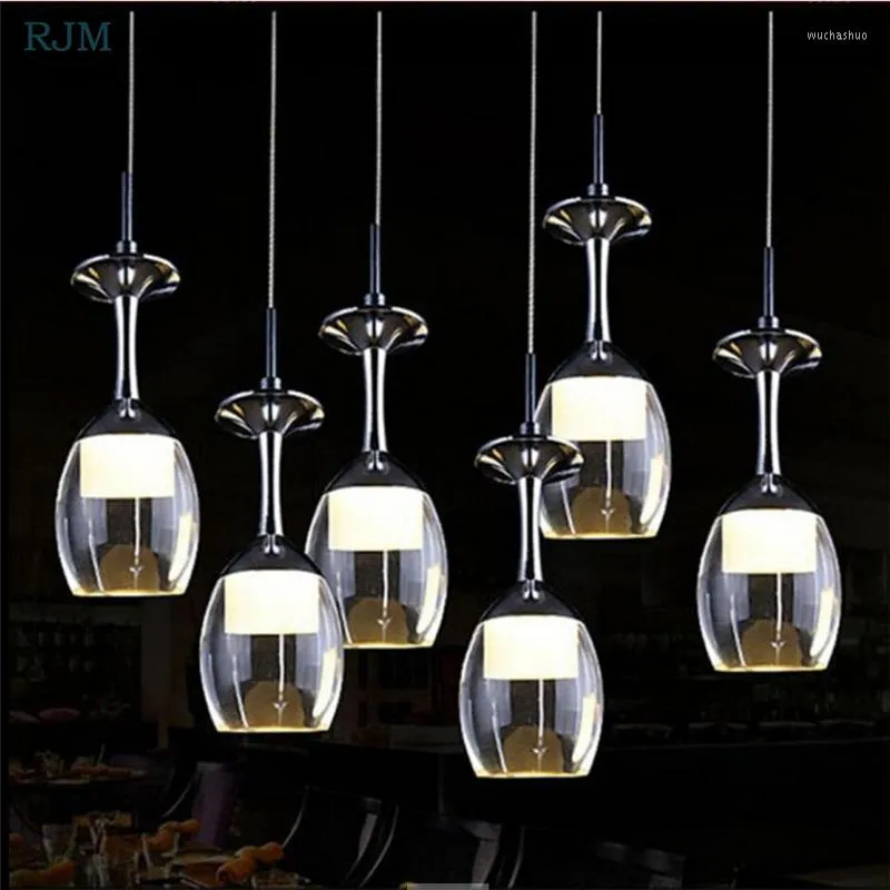 Pendant Lamps Modern Crystal Lights Goblet Glass Hanglamp Kitchen LED Light Fixture Christmas Decorations For Home Dining Room