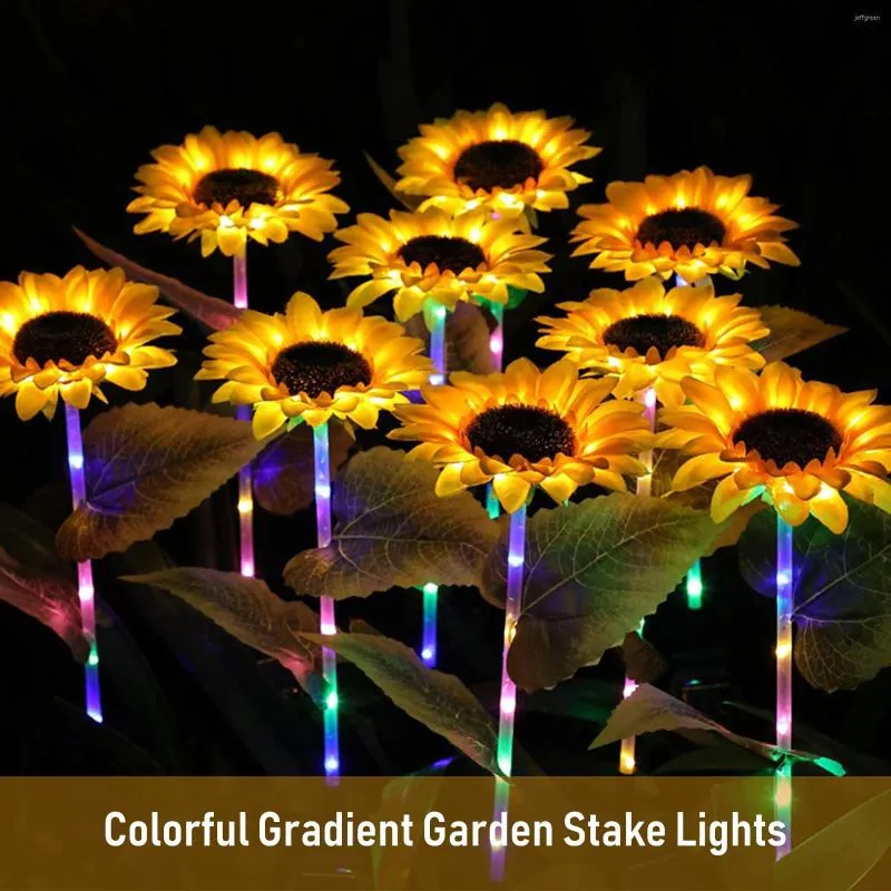 Garden Light Sunflower LED Solar Lights Colorful Gradient Stake Warm Decorative Lamp Waterproof Landscape