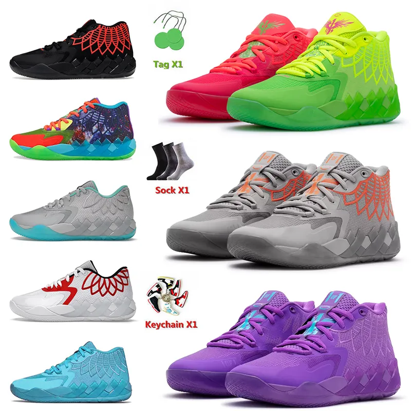 100 ٪ مع Box OG Lamelo Ball Shoes MB.01 LO Mens Sports Basketball Shoe 1of1 Rick Rick and Morty Rock Ridge Blast Queen City