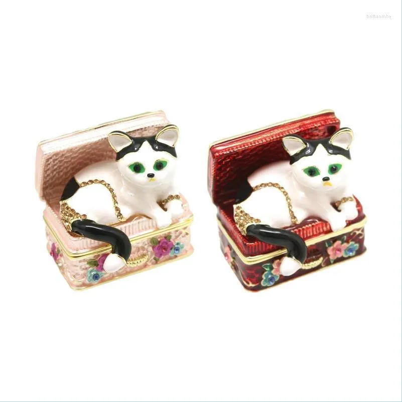 Jewelry Pouches Bags Jewelry Pouches Bags High-Quality Small Ornaments Birthday Gift Fashion Home Furnishing Enamel Alloy Box Kitten Dh7Ti