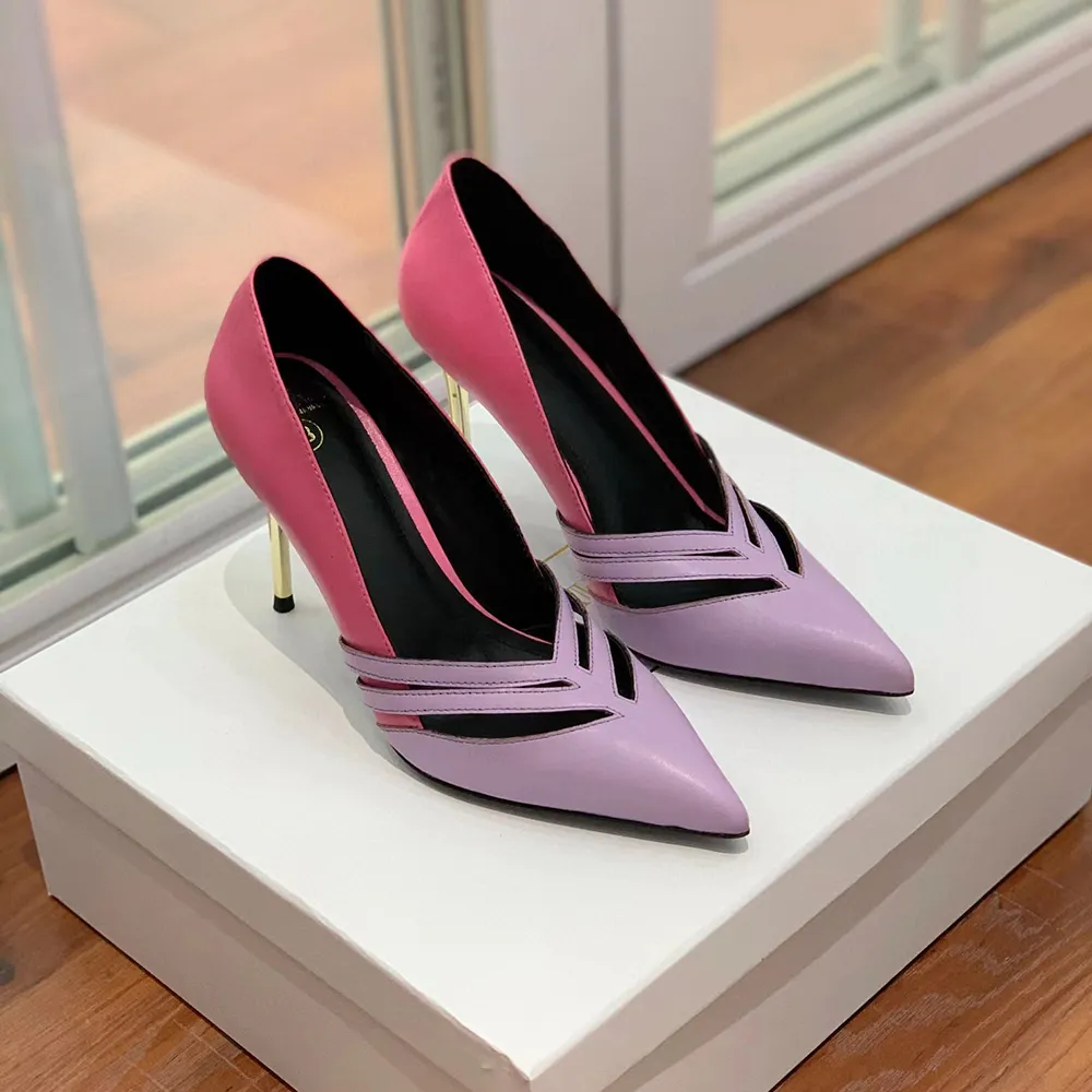 Bridal Shoes Stiletto Heels Pumps Dress Shoe Pointed Fashion Two Color Ing Designers 95mm for Party with Original Box women shoes heels