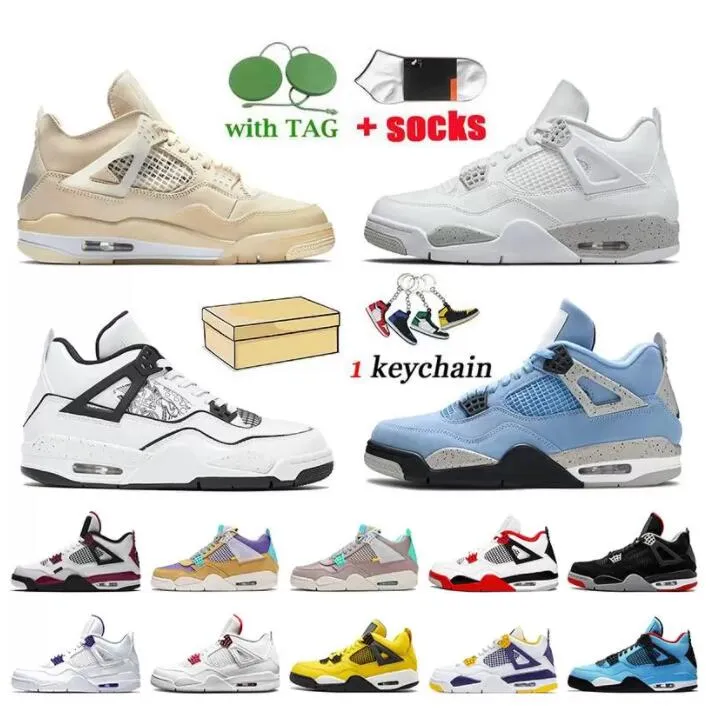 Jumpman 4 4s 망 농구화 University Blue white guava ice oreo sail noir 메탈릭 퍼플 블랙 고양이 자란 쉬머 선인장 잭 남성 여성 운동화 US 5.5-13