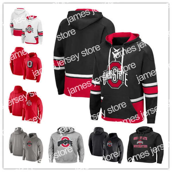 Amerikan Koleji Futbol Giyim Özel Adam Koleji Futbol Ohio State Buckeyes Osu Sweatshirts Pullover Hoodies Jersey Kırmızı Beyaz Siyah Gri Alternatif Dikişli Siz