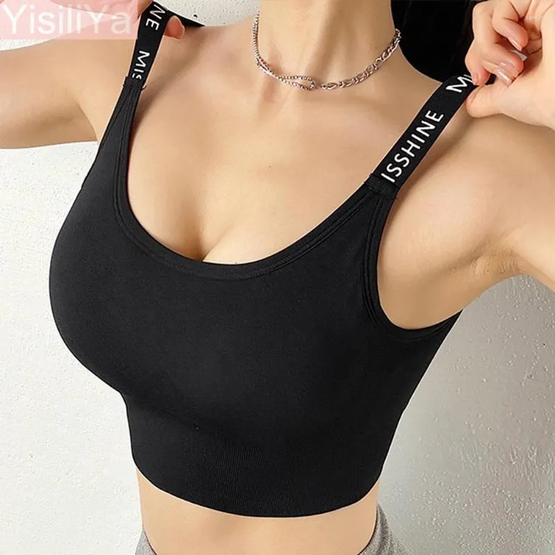 Reggiseno sportivo da palestra per abbigliamento da yoga per donna, atletica leggera, corsa, fitness, canotta, push up, regolazione dei pulsanti