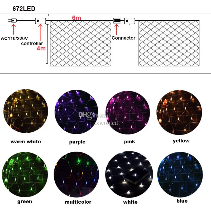 LED Net String Lights Christmas Outdoor Waterproof Mesh Fairy Light 2m X 3m  4m X 6m Wedding Party Lamp With 8 Function Controller From Cxwonled, $5.54