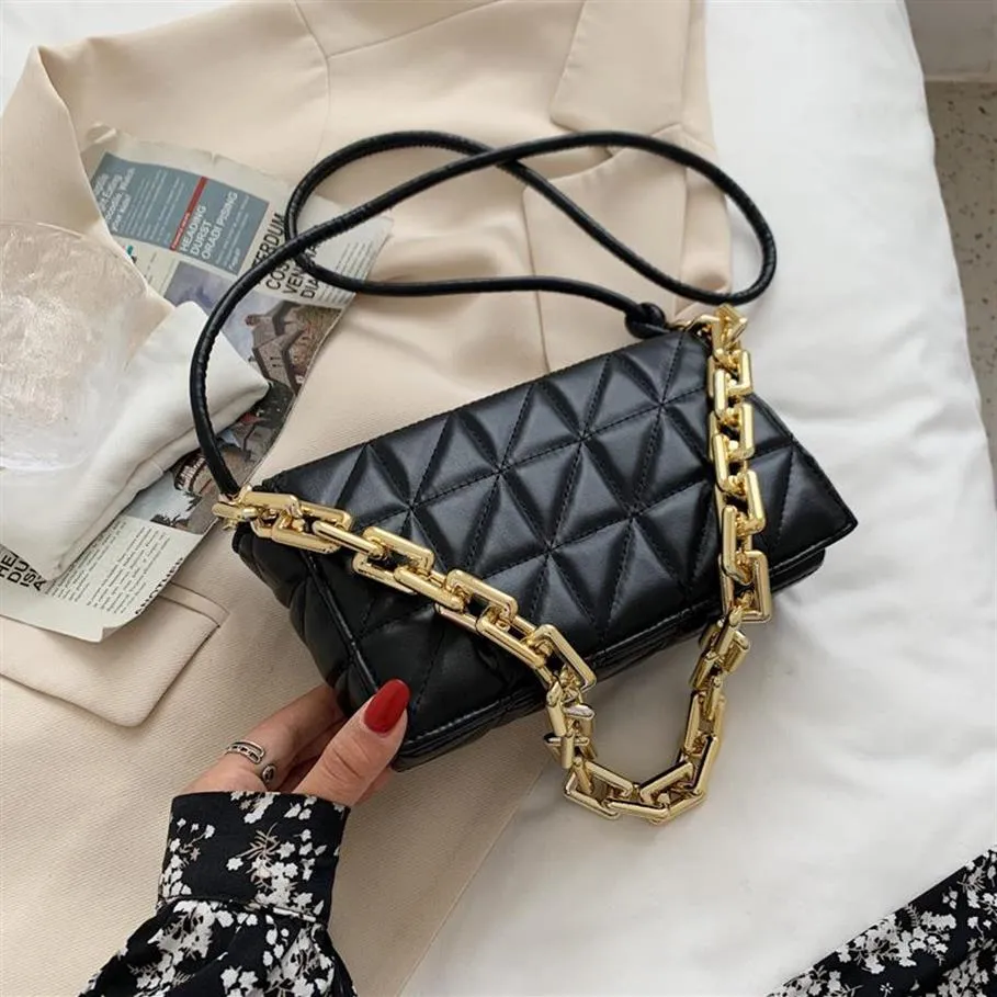 Evening Bags Fashion Solid Color Shoulder Female PU Leather Flap Crossbody Bag Small Chain Square Handbag Luxury Baguette Clutch F302T