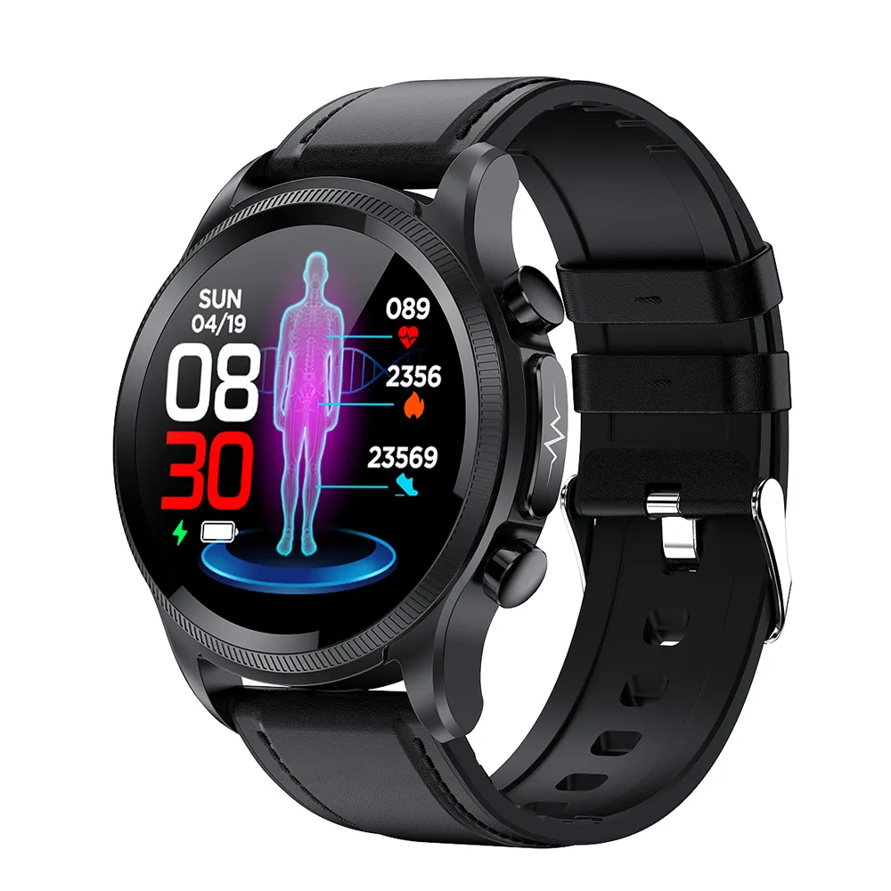 Montres Cardica Glucose Smart Watch ECG Surveillance de la pression artérielle Température corporelle Smartwatch Men IP68 imperméable Fiess Tracker 221013